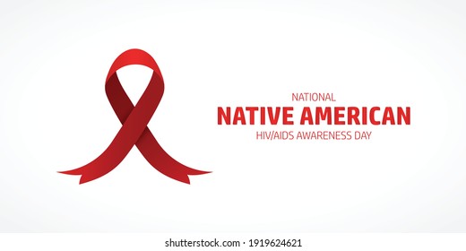 National native American HIV AIDS awareness day concept design. Red ribbon vector isolated in white background. 20 March.