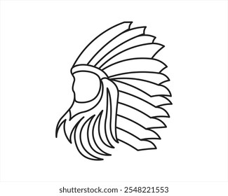 National Native People Patrimônio Americano Mês uma linha arte Ilustrações Vetores linha desenho Minimalista Digital American Native Wall Art Índia Desenho Cultura Ar