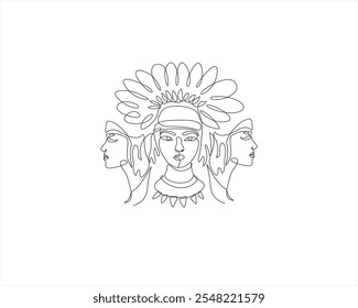 National Native People American Heritage Month one line art Illustrations  Vectors line drawing Minimalist Digital American Native Wall Art Indian Drawing Culture Ar