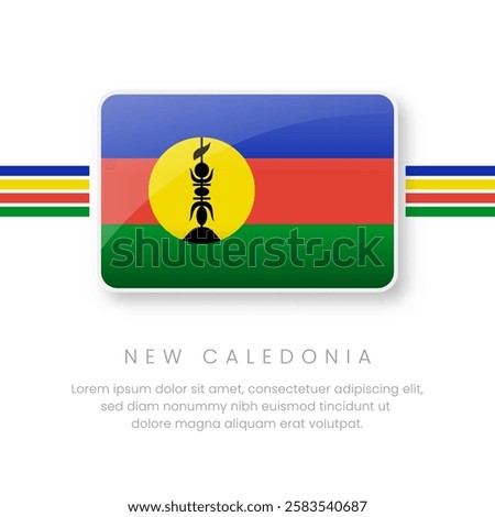 National New Caledonia Flag.Vectors New Caledonia Button Flag. Realistic National Flag Design and Vector Template