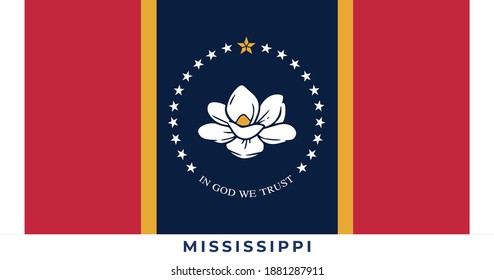 National New Flag of Mississippi. Vector illustration, Vector New Flag of Mississippi.