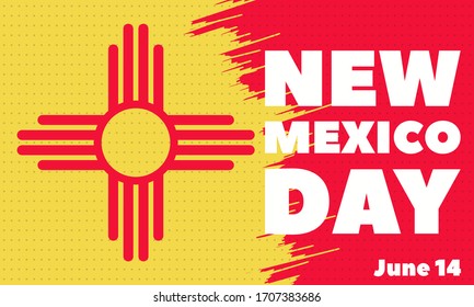 National New Mexico Day June 14. Recognizes The Land of Enchantment. Flag of New Mexico. Vector Illustration. Poster, card, banner, background design. Vector illustration eps 10.