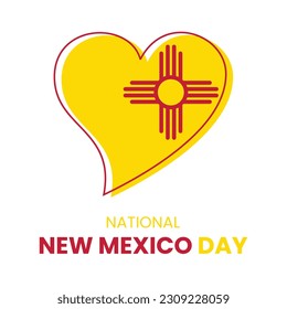National New Mexico Day vector. Flag of New Mexico in heart shape icon vector isolated on a white background vector illuetrations