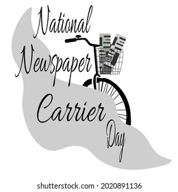 National Newspaper Carrier Day, Newspaper Delivery Bike Silhouette Vector Illustration