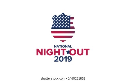 National Night Out. Community-police awareness-raising campaign in the United States. Celebrated annual in August. Partnership event. Poster, greeting card, banner and background. Vector illustration