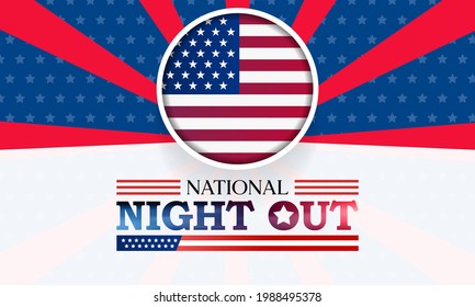 National Night out (NNO) is observed every year in August, it is an annual community building campaign that promotes police-community partnerships and neighborhood camaraderie. vector illustration