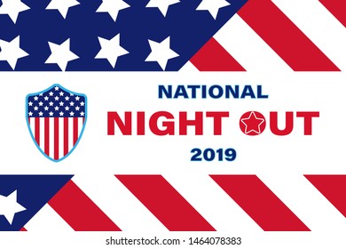 National Night Out.This is a community-police awareness-raising event in the United States, held the first Tuesday of August. Design for poster, greeting card, banner, background. Vector EPS 10.