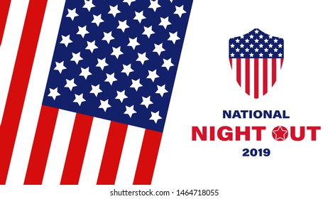 National Night Out.This is a community-police awareness-raising event in the United States, held the first Tuesday of August. Design for poster, greeting card, banner, background. Vector EPS 10. 