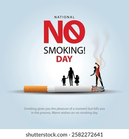 National no smoking day poster. Consumed cigarettes. abstract vector illustration design