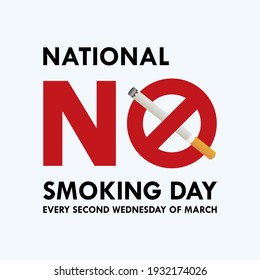 National No Smoking Day vector. Crossed out cigarette icon vector. Stop smoking campaign. No smoke ban icon. No Smoking Day Poster, Second Wednesday in March. Important day