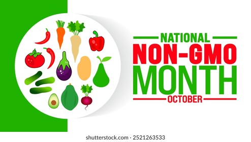 National non gmo month background or banner design template is observed every year in October. Holiday concept. Template for card, poster, placard, template. eps 10