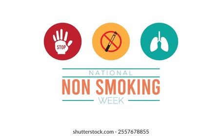 National Non Smoking week observed each year during January. National Non Smoking week creative concept design. Vector template for banner, greeting card, poster with background.