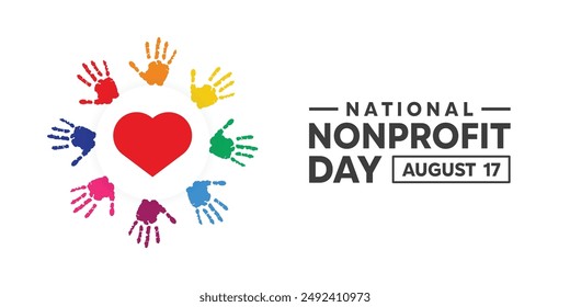 National Nonprofit Day. Heart and hand. Great for cards, banners, posters, social media and more. White background.