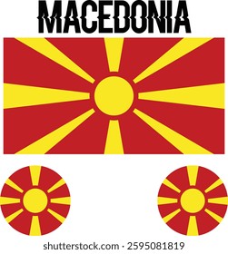 National North Macedonia flag. North Macedonia flag icon. illustration vector of North Macedonia flag. official colors and proportion correctly. EPS10