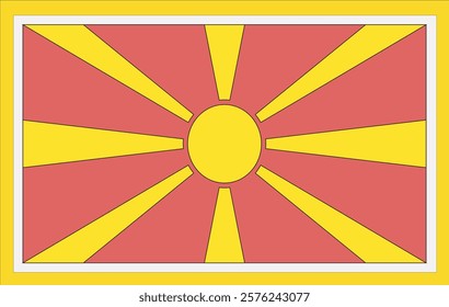 National North Macedonia flag, official colors and proportion correctly. National North Macedonia flag. Vector illustration. North Macedoni flag vector icon, simple, flat design for web or mobile app.