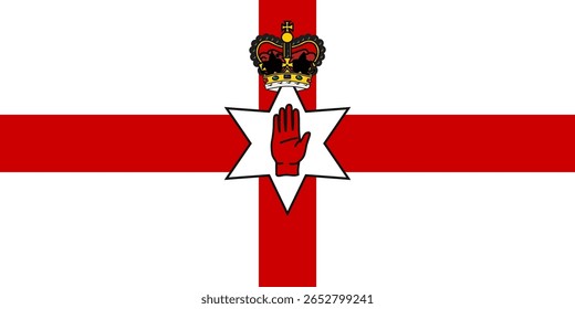National Northern Ireland flag. High detailed flag of Northern Ireland. Europe. 3D illustration.