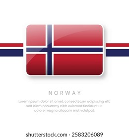 National Norway Flag.Vector Norway Button Flag. Realistic National Flag Design and Vector Template.