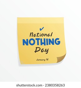 National Nothing Day With Sticky Note, post it Illustration. January 16. Social Media Post Banner Template
