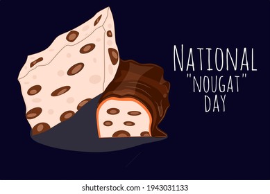 National nougat day vector illustration, as a banner or social media post template