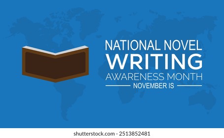 National Novel Writing awareness month is observed every year on November. Holydays Awareness concept. background, placard, banner template Vector illustration design.