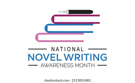 National Novel Writing awareness month is observed every year on November. Holydays Awareness concept. background, placard, banner template Vector illustration design.