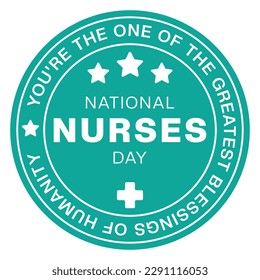 National Nurses Day Badge, National Nurses Week, Stamp, Logo, Emblem, Sticker, Nurse Day Logo, Tshirt Design, Health Design Element, Nurses Day Greetings Card Vector