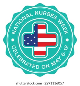 National Nurses Day Badge, National Nurses Week, Stamp, Logo, Emblem, Sticker, Nurse Day Logo, Tshirt Design, Health Design Element, Nurses Day Greetings Card Vector