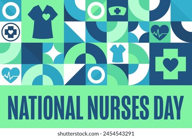 In: National Nurses Day. 6. Mai. Festliche Musik. Vorlage für Hintergrund, Banner, Karte, Poster mit Textinschrift. Vektorgrafik EPS10 Abbildung