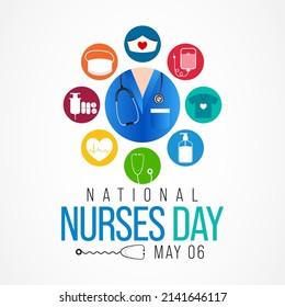 National Nurses day is observed in United states on 6th May of each year, to mark the contributions that nurses make to society. Vector illustration
