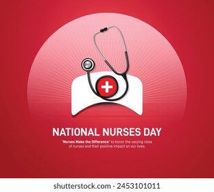 National Nurses day is observed in United states on 6th May of each year, to mark the contributions that nurses make to society. Nurse day creative concept template, banner, poster, social media post.