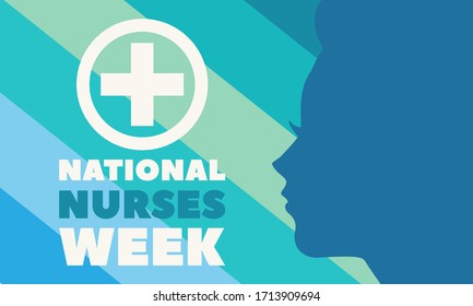 National Nurses Week begins each year on May 6th and ends on May 12th. Medical, healthcare concept. Poster, card, banner, background design. Vector illustration eps 10.
