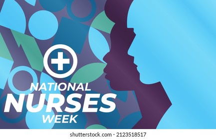 La Semana Nacional de Enfermeras empieza cada año el 6 de mayo y termina el 12 de mayo. Concepto médico, de salud. Cartel, tarjeta, pancarta, diseño de fondo. Ilustración vectorial eps 10.