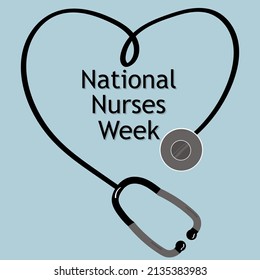 National nurses week concept. Heart shaped stethoscope.