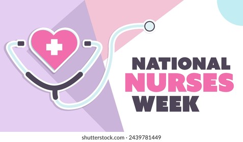 National nurses week flat design. Background template for annual greetings in the United states.