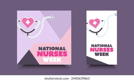 National nurses week flat design. Social media template for annual greetings in the United states.