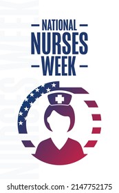 National Nurses Week. Holiday Concept. Template For Background, Banner, Card, Poster With Text Inscription. Vector EPS10 Illustration