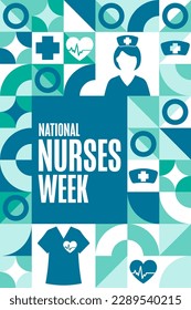 National Nurses Week. Holiday concept. Template for background, banner, card, poster with text inscription. Vector EPS10 illustration