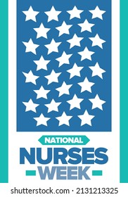 National Nurses Week. Medical and health care concept. Fighters against viruses and diseases. Thank you nurses. In honour of the nurses and doctors. Celebrated annual in United States. Vector poster