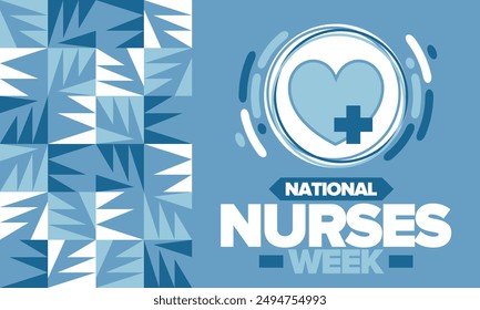 National Nurses Week. Medical and health care concept. Fighters against viruses and diseases. Thank you nurses. In honour of the nurses and doctors. Celebrated annual in United States. Vector poster
