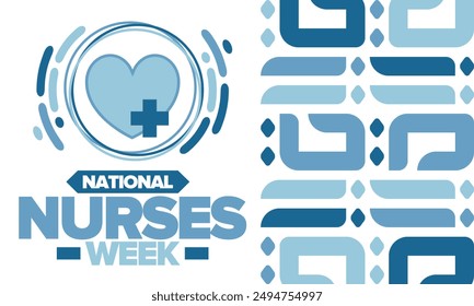 National Nurses Week. Medical and health care concept. Fighters against viruses and diseases. Thank you nurses. In honour of the nurses and doctors. Celebrated annual in United States. Vector poster