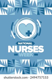 National Nurses Week. Medical and health care concept. Fighters against viruses and diseases. Thank you nurses. In honour of the nurses and doctors. Celebrated annual in United States. Vector poster