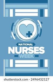 National Nurses Week. Medical and health care concept. Fighters against viruses and diseases. Thank you nurses. In honour of the nurses and doctors. Celebrated annual in United States. Vector poster