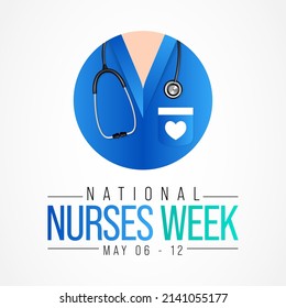 National Nurses Week is observed in United states form 6th to 12th May of each year, to mark the contributions that nurses make to society. Vector illustration