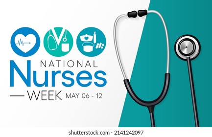 National Nurses Week is observed in United states form 6th to 12th May of each year, to mark the contributions that nurses make to society. Vector illustration