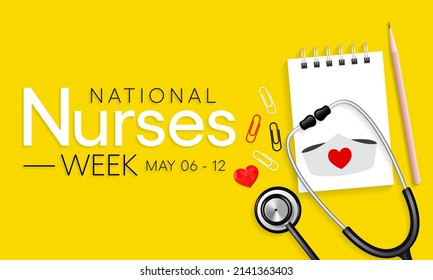 National Nurses Week is observed in United states form 6th to 12th May of each year, to mark the contributions that nurses make to society. Vector illustration