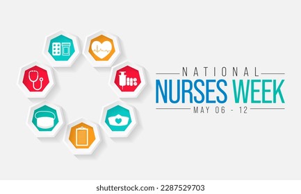 National Nurses week is observed in United states from May 6 to 12 of each year, to mark the contributions that nurses make to society. Vector illustration