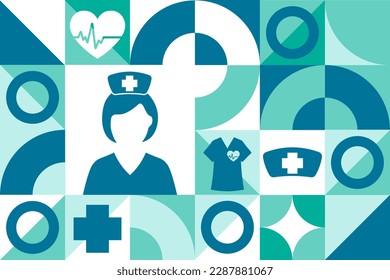 National Nurses Week. Seamless geometric pattern. Template for background, banner, card, poster. Vector EPS10 illustration