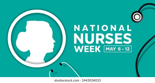 National Nurses Week. Nurses and stestoscope. Great for cards, banners, posters, social media and more. Green background.  