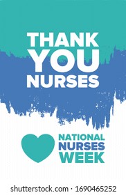 National Nurses Week. Thank you nurses. Medical and health care concept. Fighters against viruses and diseases. In honour of the doctors. Celebrated annual in United States. Vector illustration poster