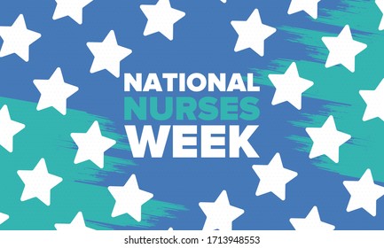 National Nurses Week. Thank you nurses. Medical and health care concept. Fighters against viruses and diseases. In honour of the doctors. Celebrated annual in United States. Vector illustration poster